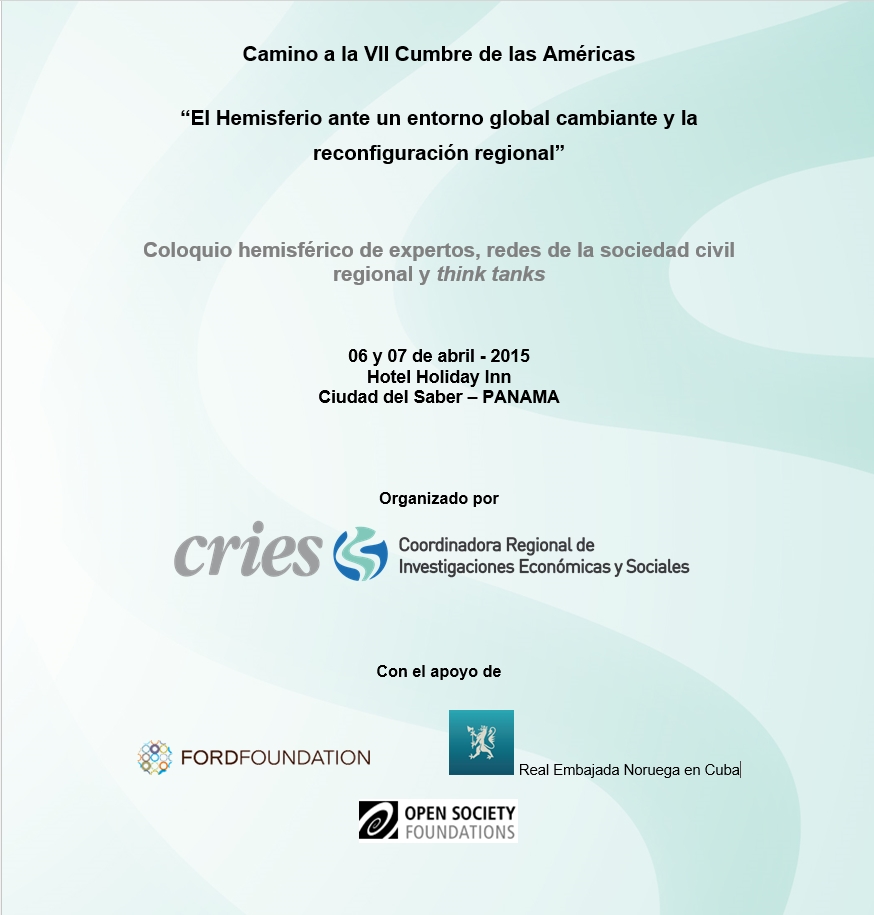 Camino a la VII Cumbre de las Américas – Coloquio hemisférico de expertos, redes de la sociedad civil regional y think tanks