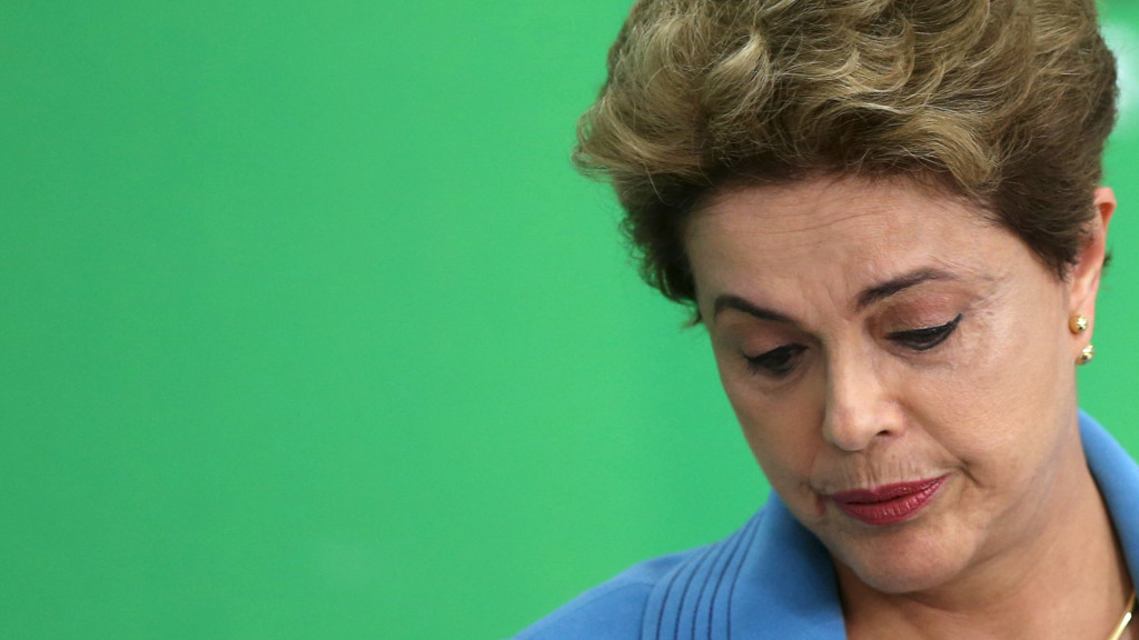 Brazil's President Dilma Rousseff reacts during a news conference at Planalto Palace in Brasilia, Brazil, April 18, 2016. REUTERS/Adriano Machado      TPX IMAGES OF THE DAY