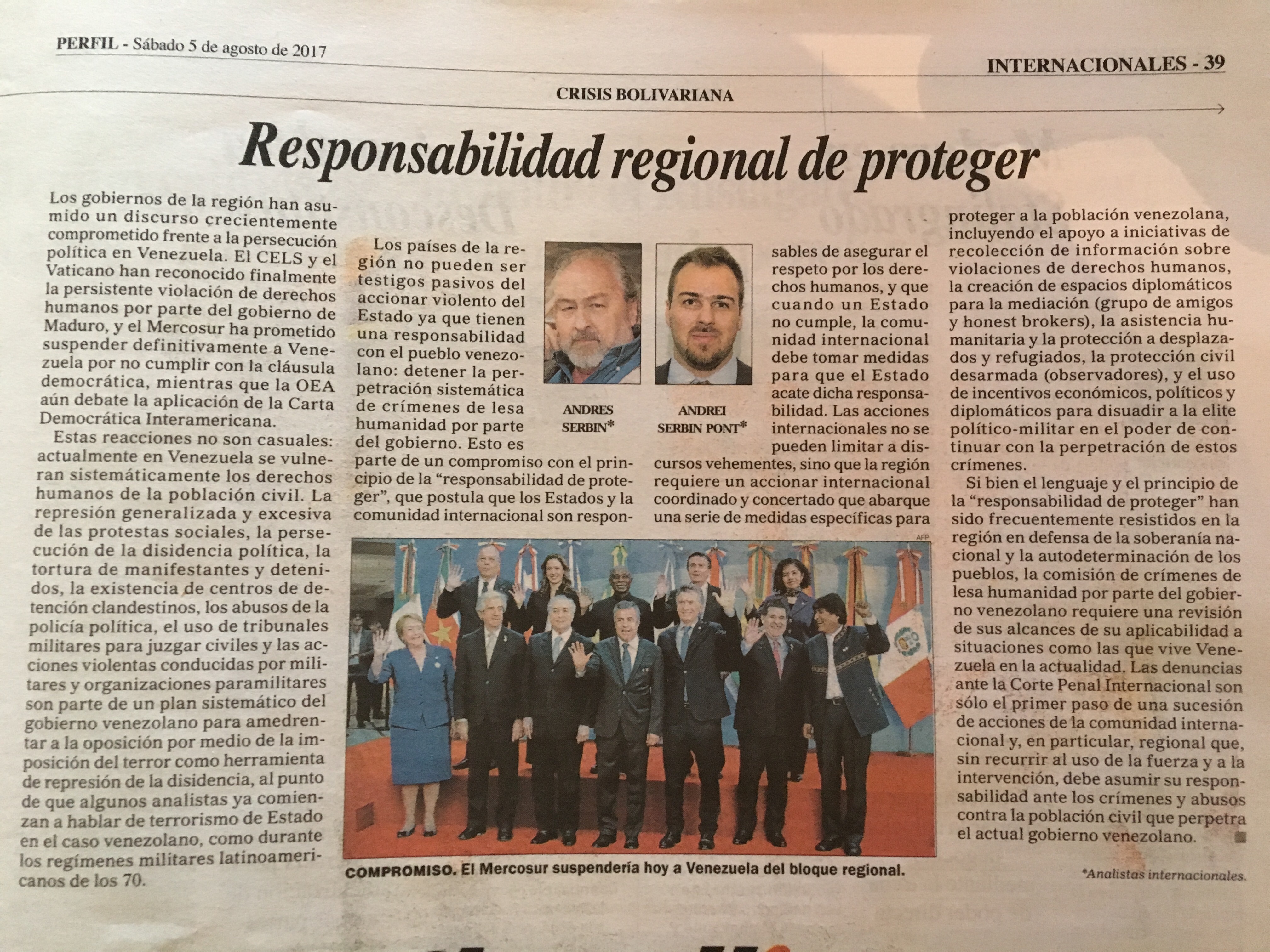 Andrés Serbin y Andrei Serbin Pont – Venezuela y la responsabilidad regional de proteger