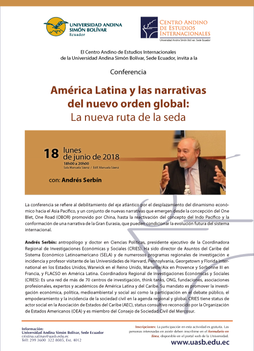 Conferencia “América Latina y las narrativas del nuevo orden global: La nueva ruta de la seda”