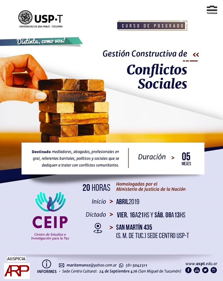 Curso de Posgrado: Gestión Constructiva de Conflictos sociales – USPT – Tucumán